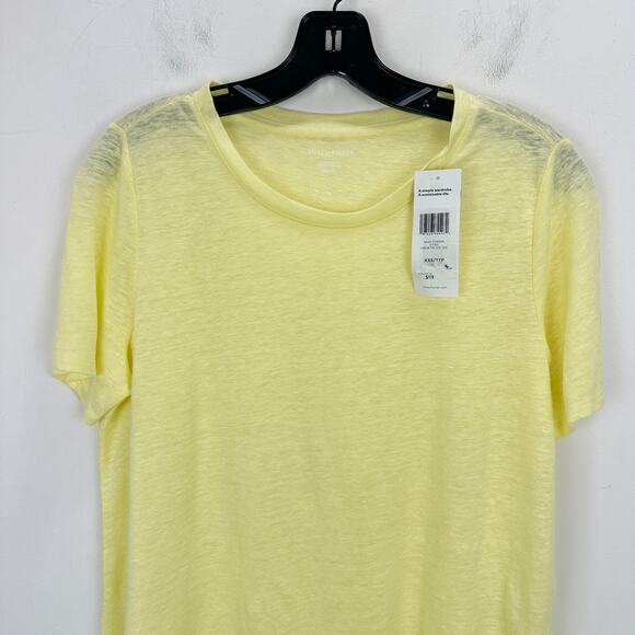 Eileen Fisher Crewneck Short Sleeve Organic Linen Tee Shirt Citrus XXS NWT - Picture 5 of 9